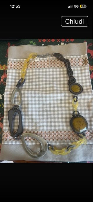 So.ge.i. Collana Resina Acrilica Grigio Giallo