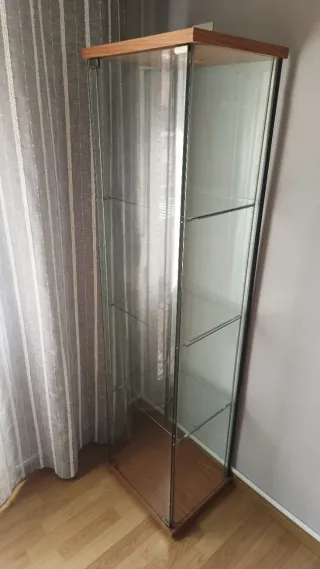 Vitrina de cristal con estantes