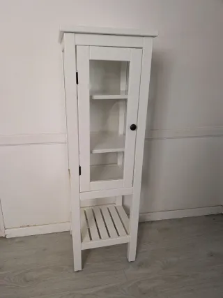 Armario vitrina madera cristal blanco