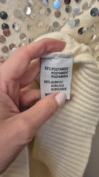 Jersey blaco lentejuelas plateadas