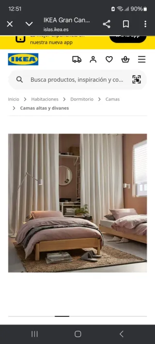 Cama apilable UTÅKER Ikea 80x200. Colchón espuma.