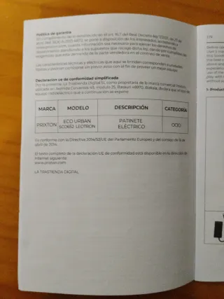 Patinete Eléctrico prixton eco urban sco652 leotro