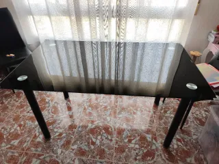 Mesa Comedor Cristal Negra