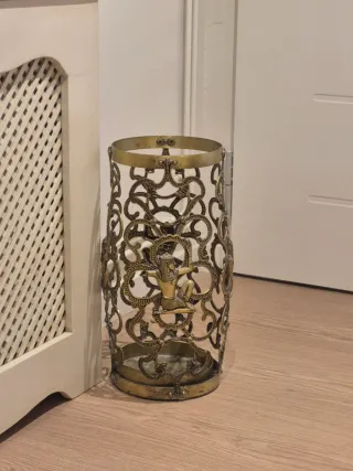 Paragüero antiguo metal dorado