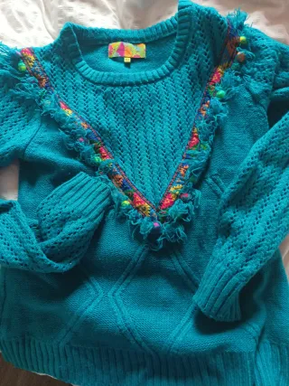 Jersey Teal con Detalles Multicolor