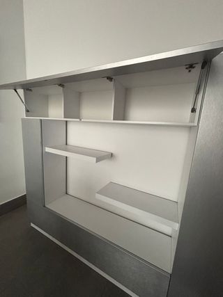 Mueble salón 4 piezas blanco y gris