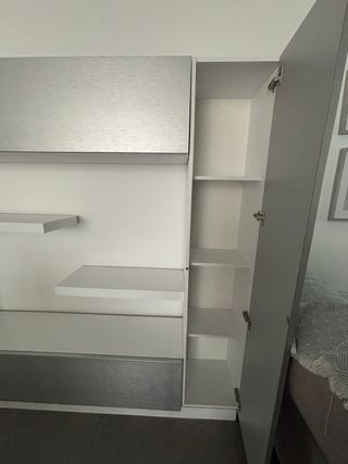 Mueble salón 4 piezas blanco y gris