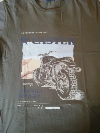 Camiseta Talla S Estampado Moto , Marca Caster