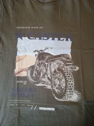 Camiseta Talla S Estampado Moto , Marca Caster