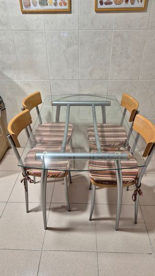 Conjunto de mesa de cocina de cristal y 4 sillas