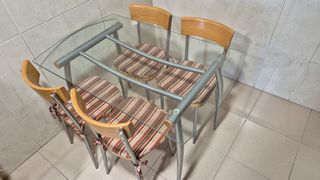 Conjunto de mesa de cocina de cristal y 4 sillas