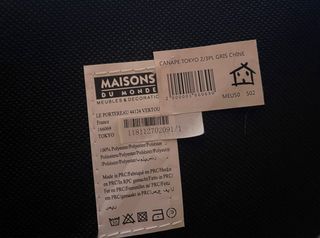 Sofá diseño gris 2-3 plazas Tokyo Maisons Dumonde