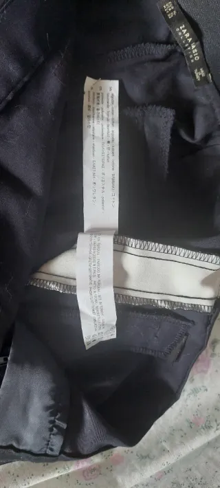 Pantalón Zara azul con Raya Blanca