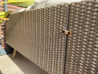 Sofá de exterior ratan y madera