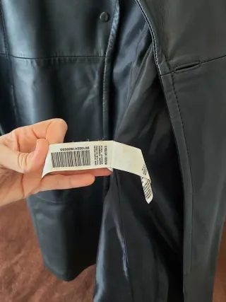 Chaqueta Larga Piel Zara Negra