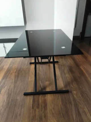 Mesa cristal negra regulable altura