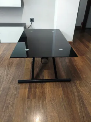 Mesa cristal negra regulable altura