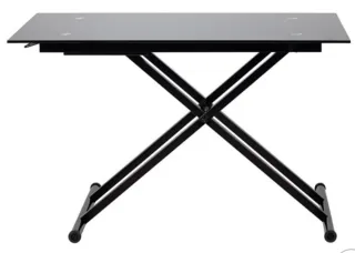 Mesa cristal negra regulable altura