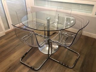 Mesa redonda cristal y metal