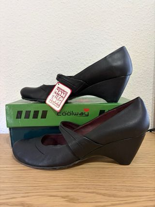 Zapatos Coolway Negros Tacón Cuña