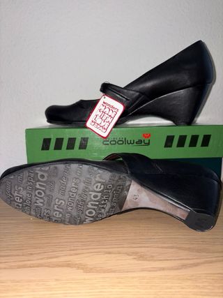 Zapatos Coolway Negros Tacón Cuña