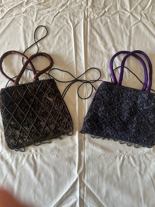 Bolsos de fiesta bordados morado y marrón