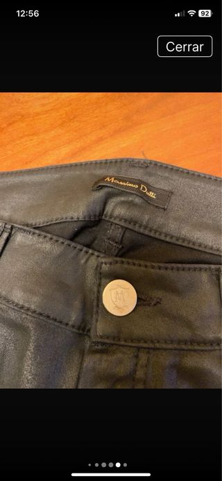 Pantalón efecto piel Massimo Dutti negro