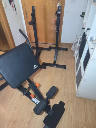 Banco de entrenamiento y soporte barra pesas