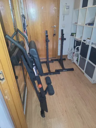Banco de entrenamiento y soporte barra pesas