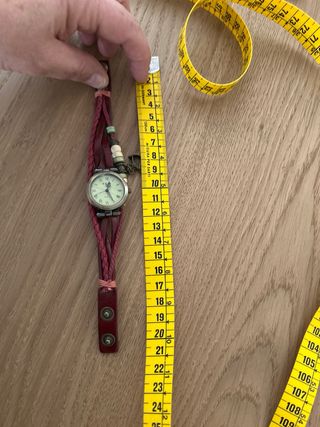 Reloj pulsera cuero trenzado y abalorios