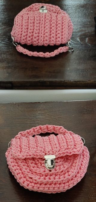 Borsetta rosa a uncinetto per donna e bambina