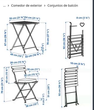 Mesa y 2 Sillas Terraza Plegables IKEA TÄRNO