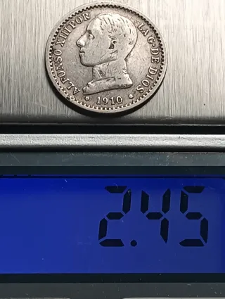 Moneda 50 céntimos Alfonso XIII 1910 Plata