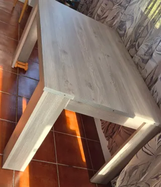 Mesa comedor madera gris 138x88x75