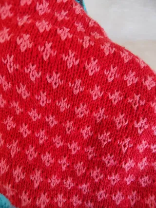 Poncho punto y polar 6 meses coral turquesa