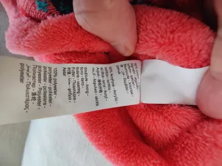 Poncho punto y polar 6 meses coral turquesa