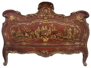 Cabecero Chino Lacado Rojo y Dorado