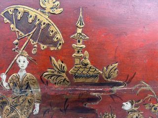 Cabecero Chino Lacado Rojo y Dorado