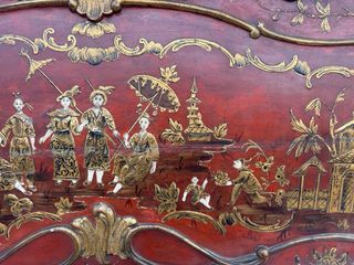 Cabecero Chino Lacado Rojo y Dorado