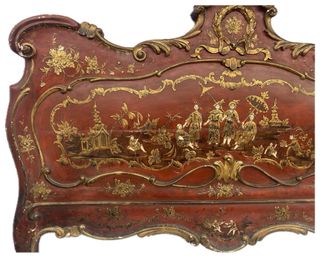 Cabecero Chino Lacado Rojo y Dorado