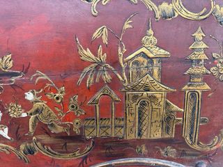 Cabecero Chino Lacado Rojo y Dorado