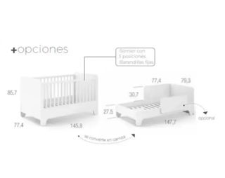 Cuna convertible 140x70 + Cómoda-cambiador, ROS