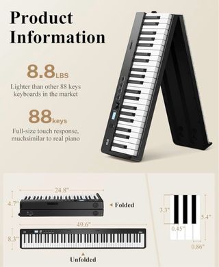 Piano Digital Plegable 88 Teclas Eastar EP-10