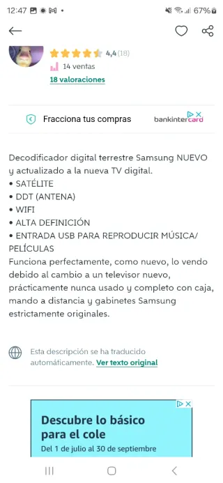Decodificador Samsung Smart Decoder TDT SAT