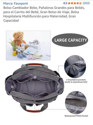 Bolso cambiador bebe gris multifuncional