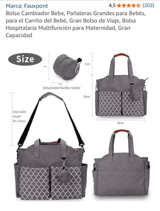 Bolso cambiador bebe gris multifuncional