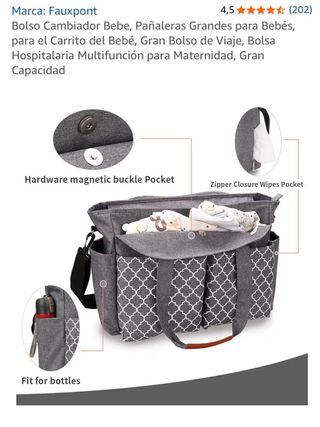 Bolso cambiador bebe gris multifuncional