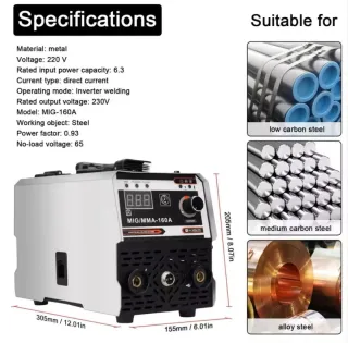 Soldadora MIG/MMA 160A 2 en 1