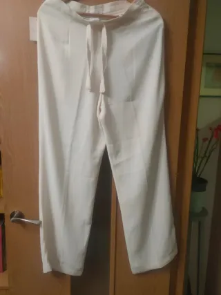 Pantalón gasa beige