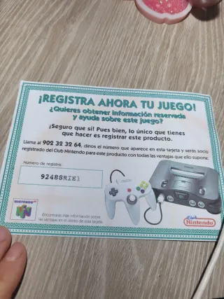 Tarjeta Registro Club Nintendo 64